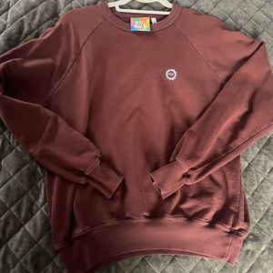 BIG BUD PRESS Lightweight Crew Sweatshirt in Brown, Size XS EUC